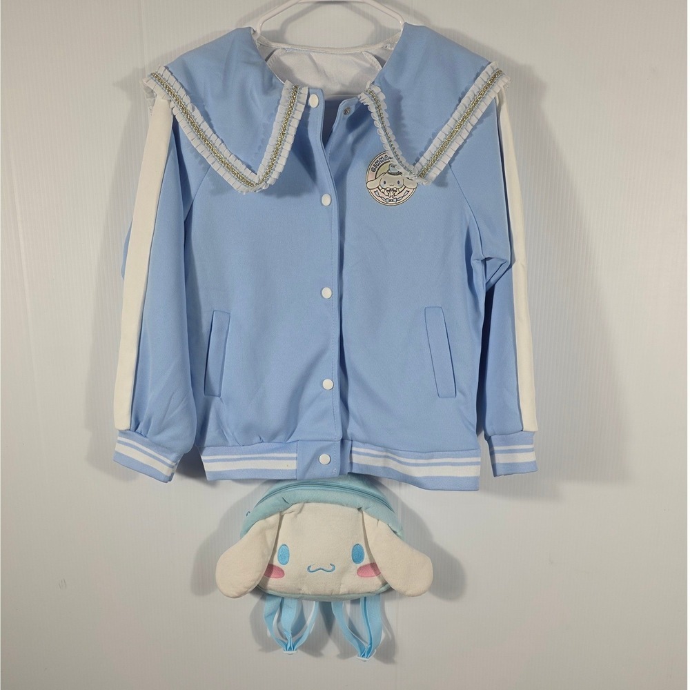 Kids Blue Sanrio Cinnamoroll Bomber Jacket Sailor Collar Lond Sleeves an a Bag - Picture 11 of 13